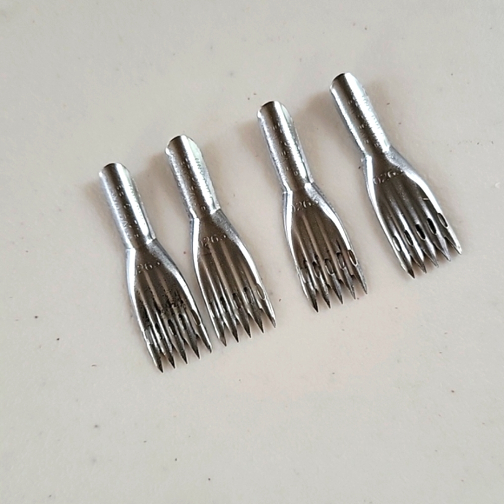 William Mitchell's  Rare Vintage 5 Line Ruling Pen Music Nibs - Set of 4